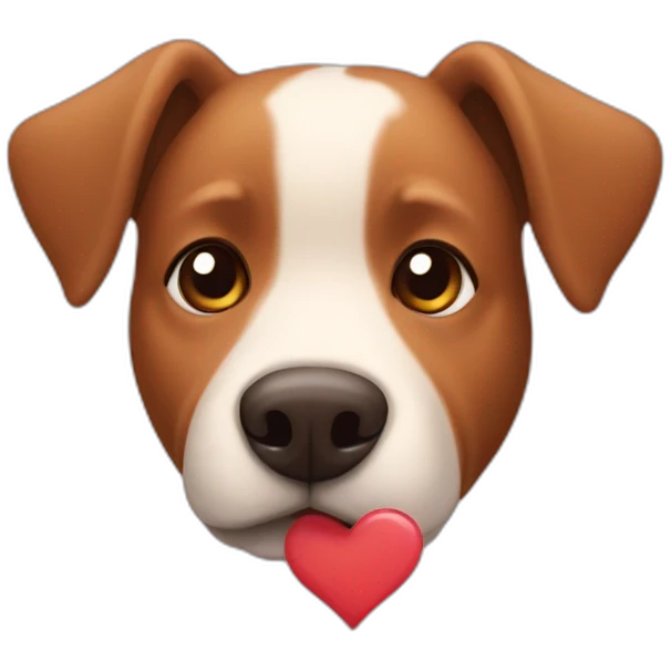A cute brown dog ith a heart next to it  emoji