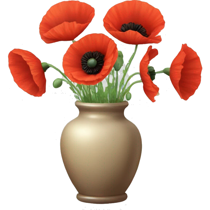 Red poppy flowers in a vase emoji