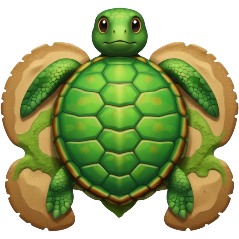 turtle on sandy beach, top-down view emoji