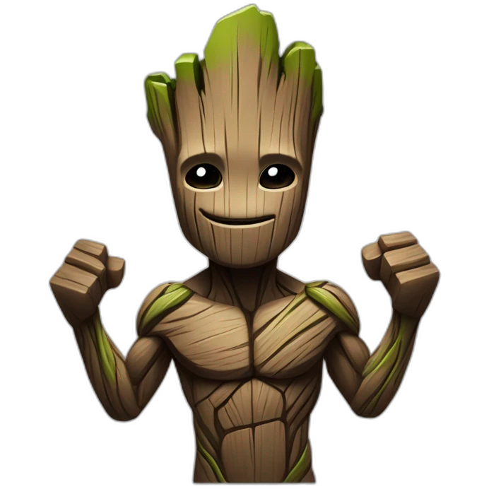 Groot de couleur noir à la musculation emoji