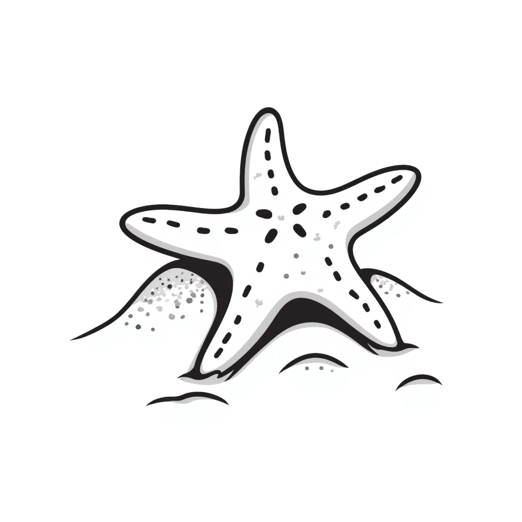 Sea star with five arms on a beach emoji