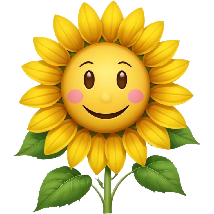 make a sunflower with a white disc in the middle with a smiley face, make it have 6 yellow petals and remove the cheeks nose and eyebrows emoji