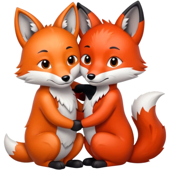 The gray wolf and the red fox embrace each other. emoji
