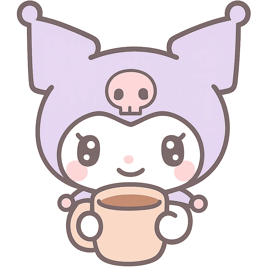 Kuromi character drinking coffee emoji