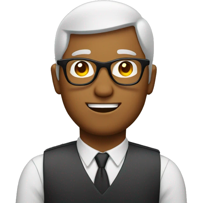 a man wearing glasses and Pile emoji on his head emoji
