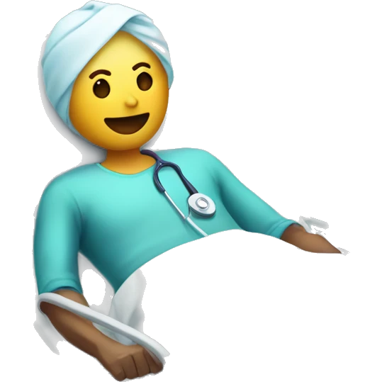 cartoon lying in hospital bed with a catheter emoji