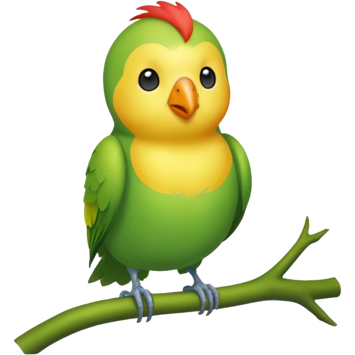 A love bird with just color green and his head yellow emoji