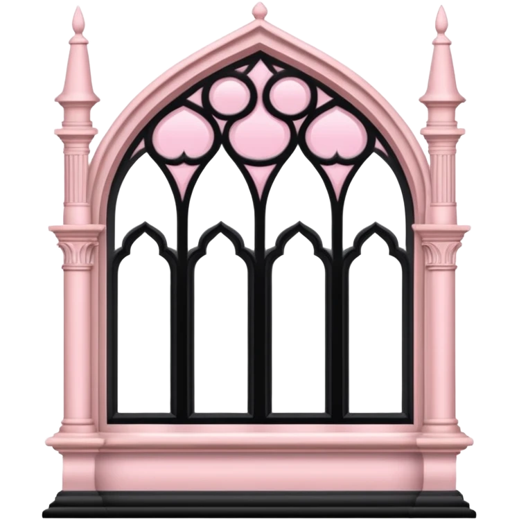 Gotjic architecture window with light pink and black  emoji