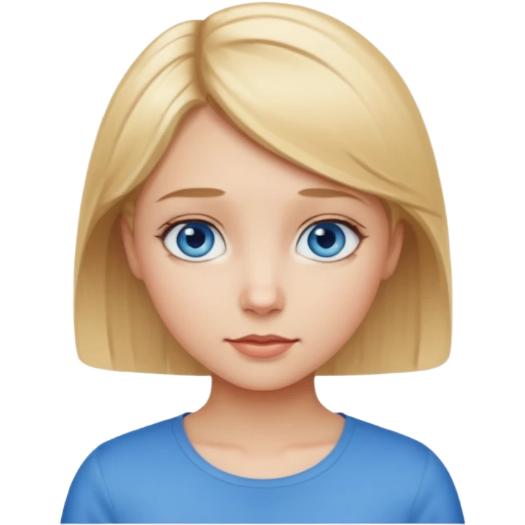 Short girl with medium blonde hair and blue eyes emoji