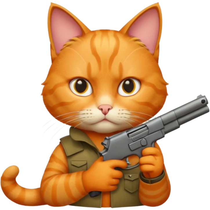  Cat wearing a gun emoji