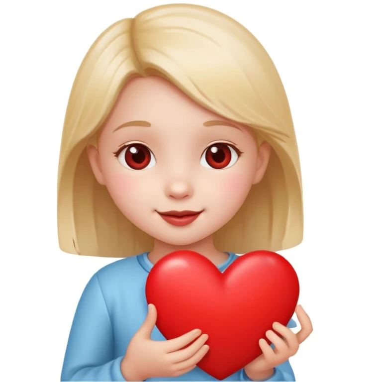 a little girl holding a heart, a cute and cheerful face emoji