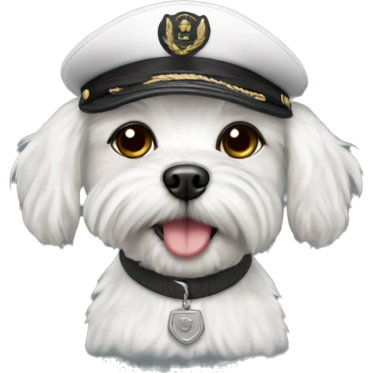 Maltese dog in a pilot cap emoji