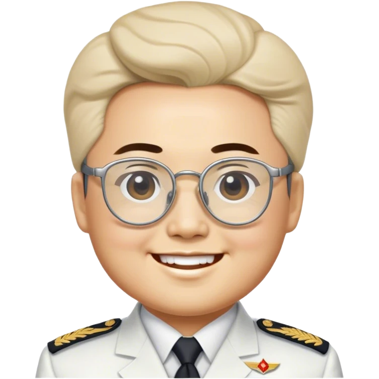 Emoji of dear leader kim il sung wearing white uniform smiling as he looks at you through his big glasses emoji