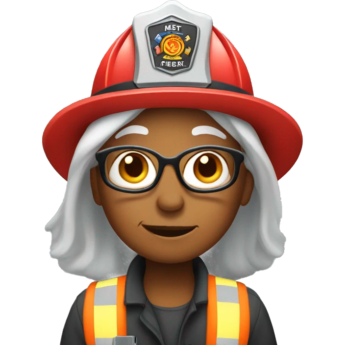 Grandma with firefighter hat emoji