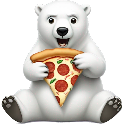 Polar bear eating pizza emoji