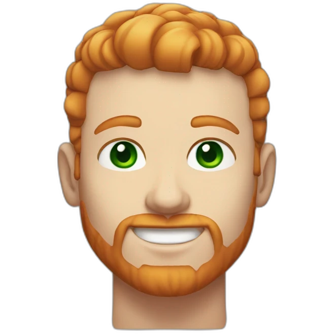 Ginger haired hunk, crew cut, green eyes emoji