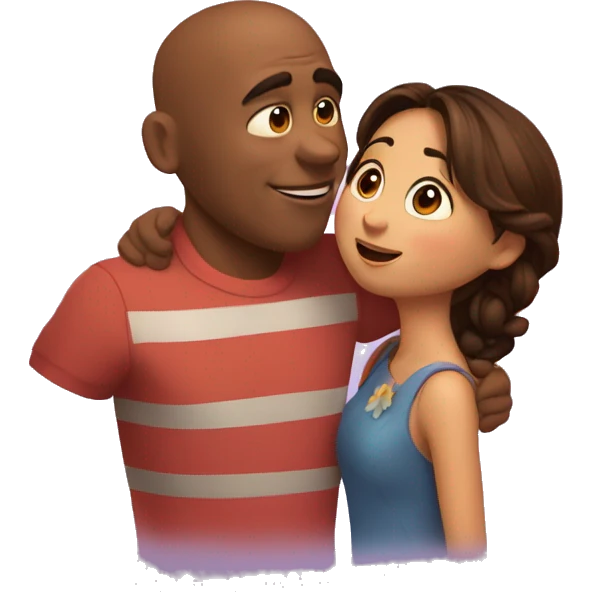 imágen al estilo pixar de una pareja dándose un beso  emoji