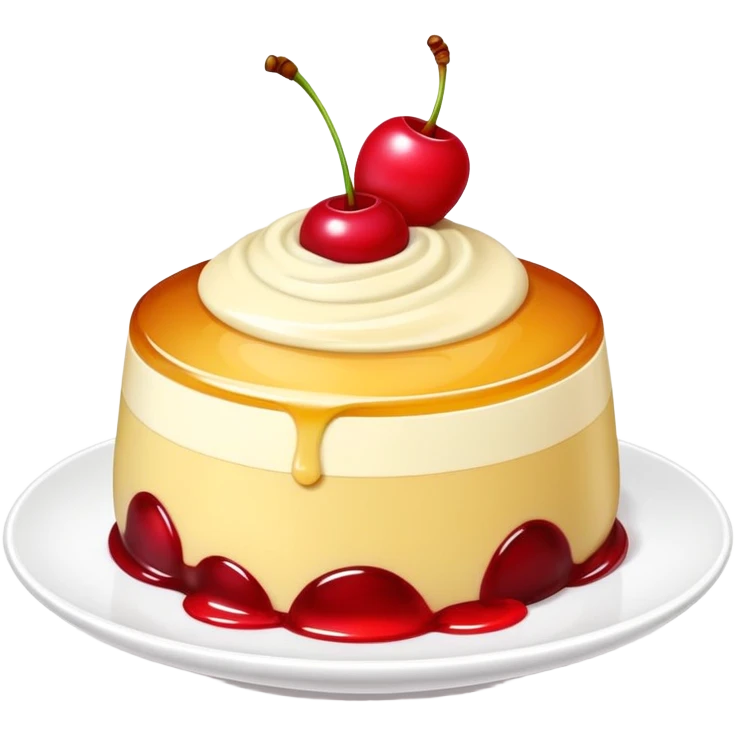 Japan pudding with cherry emoji