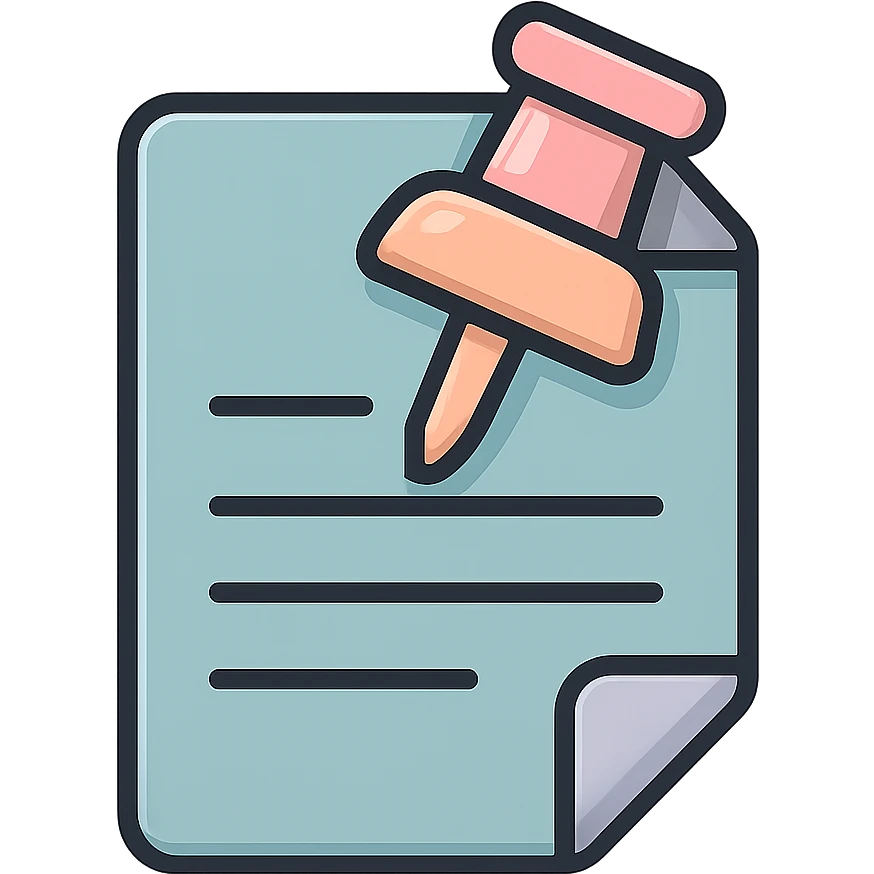 document push pin, heart shape, thick and volumetric, icon-color-outlined style, thin clean contours, soft rounded shapes, pastel palette #98B5BC, #B5B3C1, #C9A3C9, #E4C0CA, #F7DCD1, #F7C0AA, detailed shadows and highlights, soft lighting, transparent background emoji