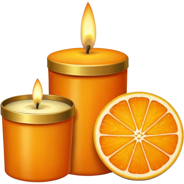 Citrus candle – orange wax in gold tin with slice design emoji