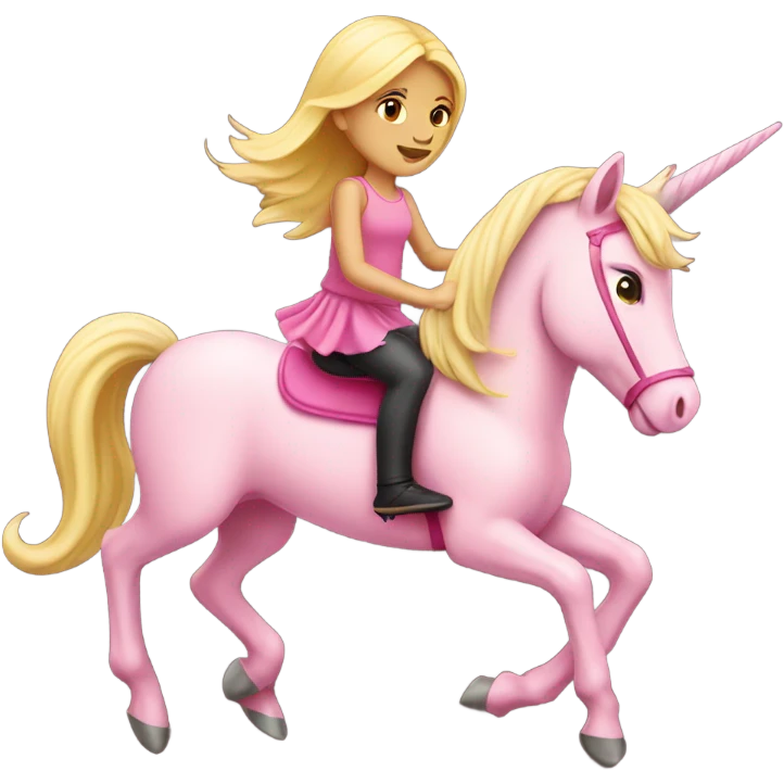 Blonde girl riding a pink unicorn emoji