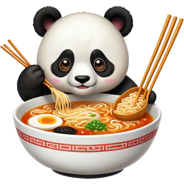 Panda eating ramen emoji