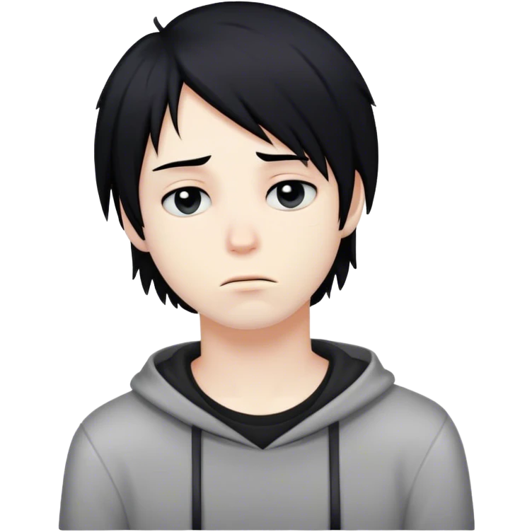 Do an emo guy with black hair tired face emoji