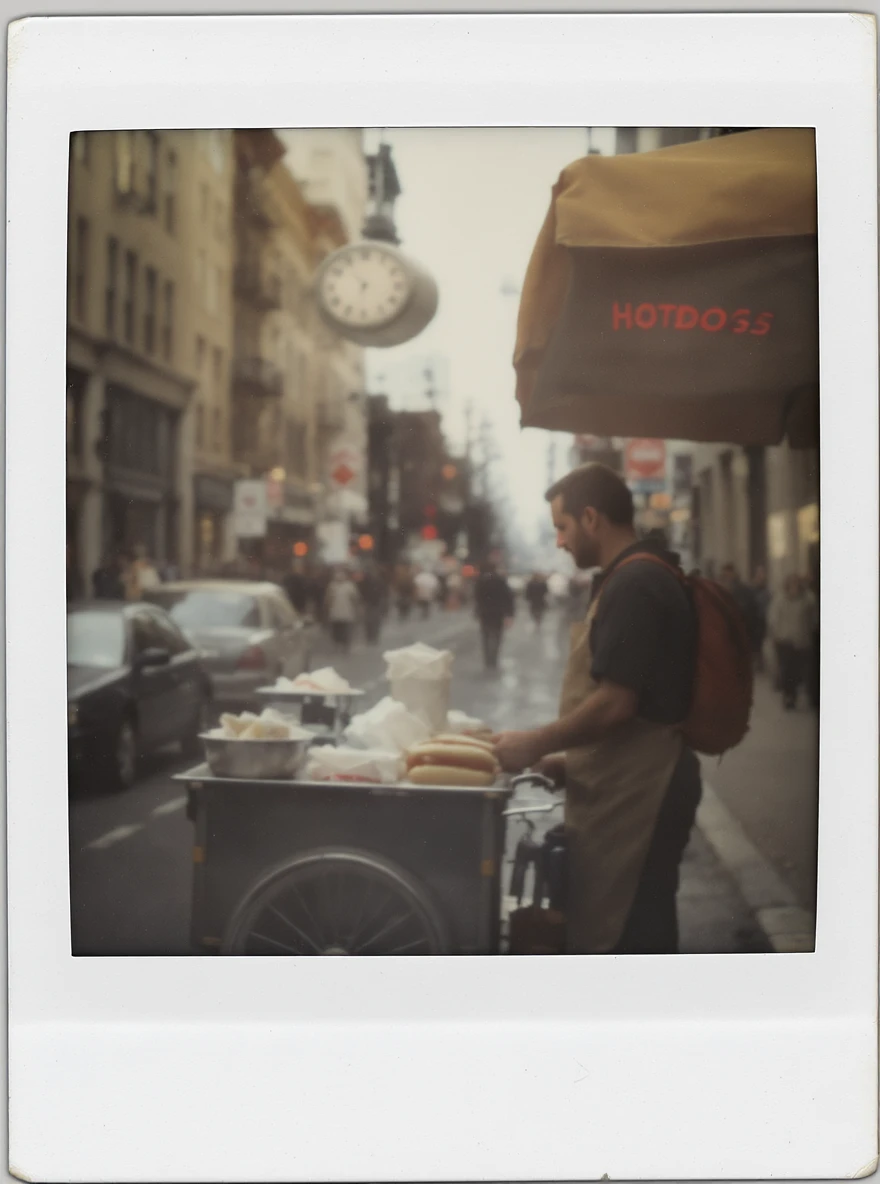 hotdog seller in New York with cart emoji