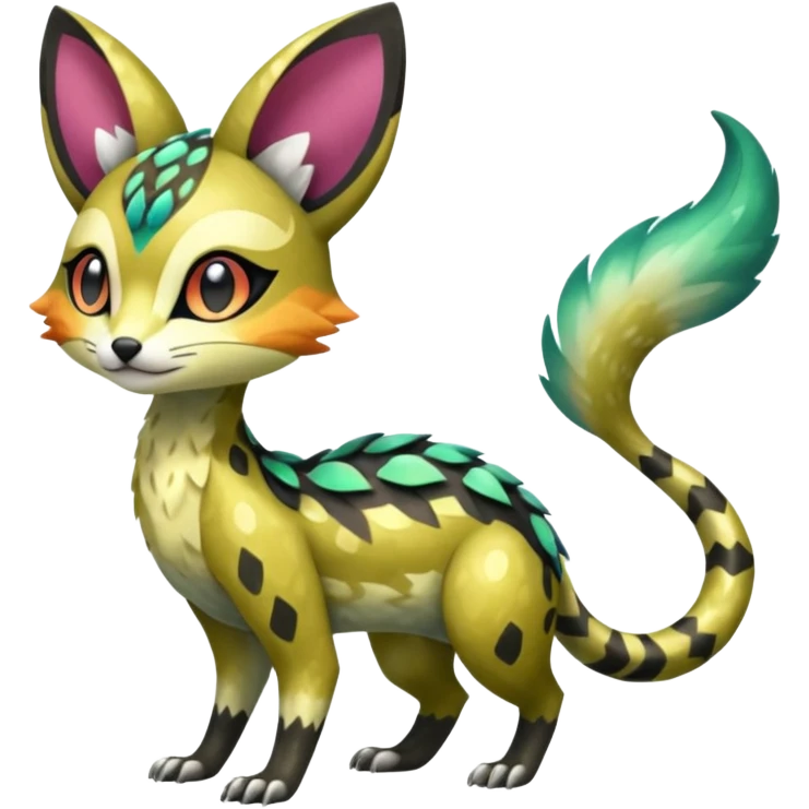 Shiny furry scaley Meloetta-Vernid-Trico-Genet-Pokémon-Fakémon-hybrid-fusion-creature emoji