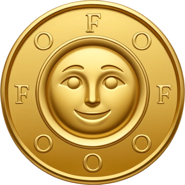 Fais une pièce d'or détailée avec l'inscription F, Fcoins emoji