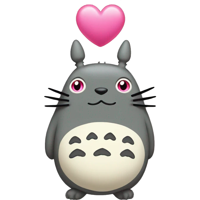 Totoro with pink heart eyes emoji
