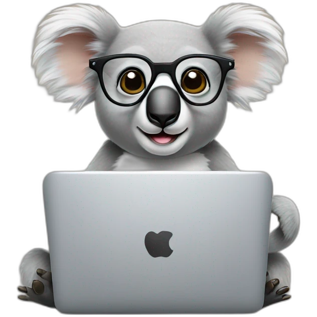 koala with glasses computer and coffee emoji