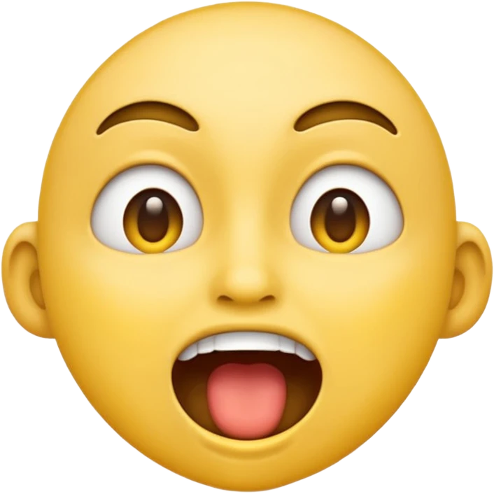 a face with a large opened mouth in emoji of whatsapp style (yellow). Larger is, better is emoji