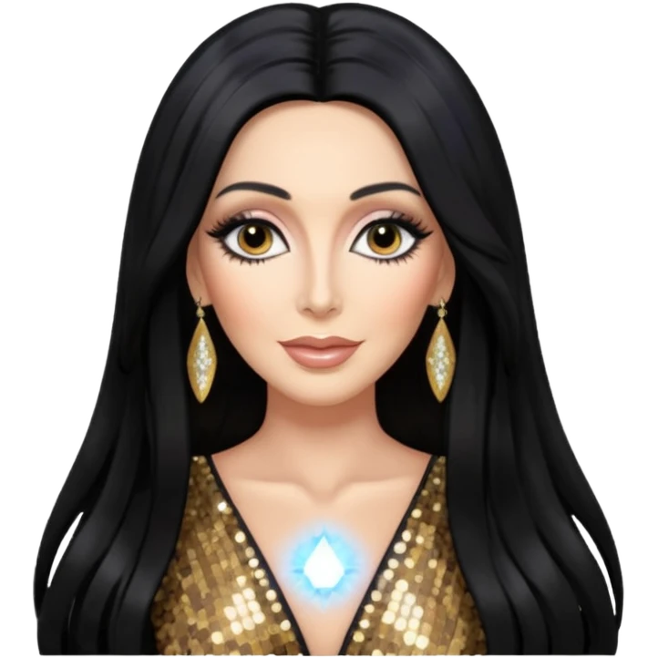 Cher with long black hair emoji