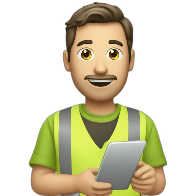 a a man with a cellphone registering a item emoji