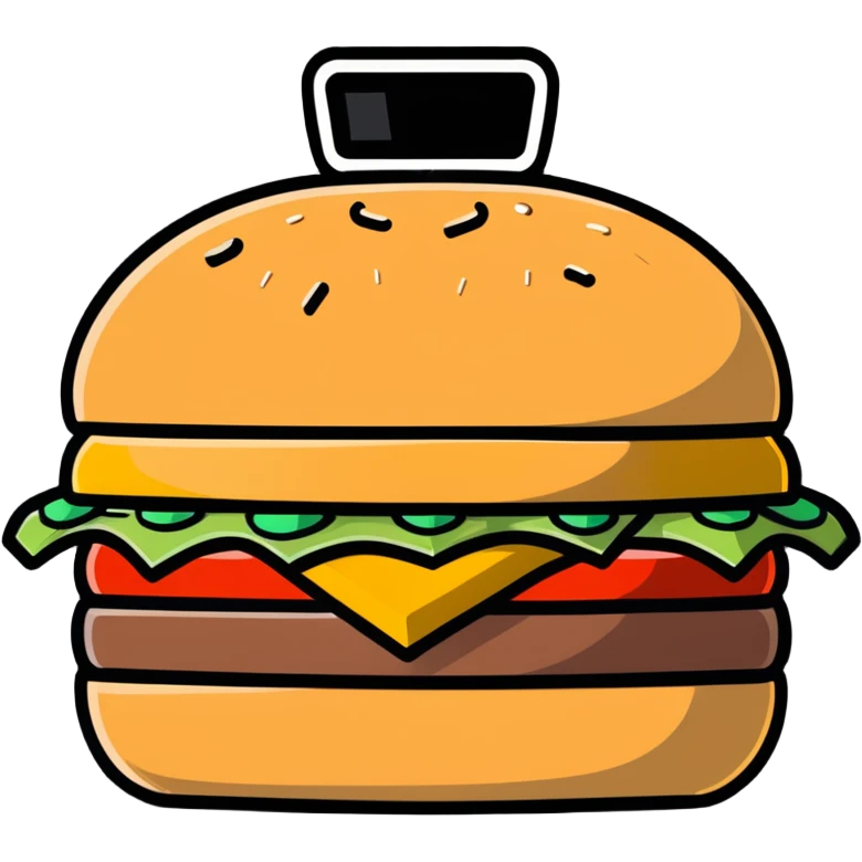 A burger with a camera lens as the bun emoji