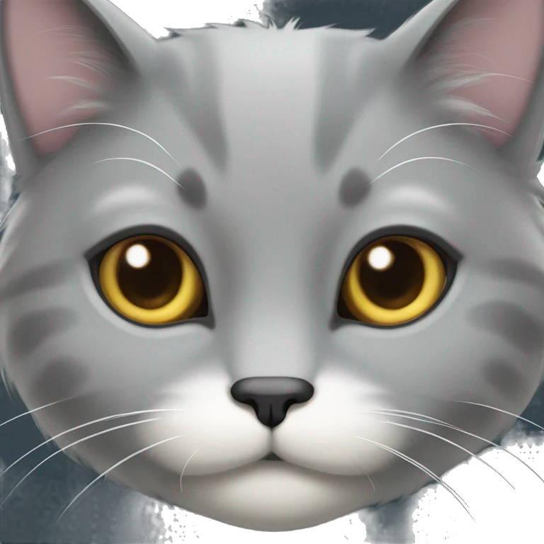 fluffy gray cat with white spot on nose emoji