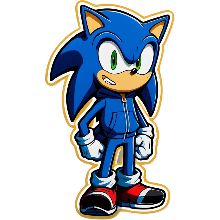Sonic Wearing a hoodie emoji