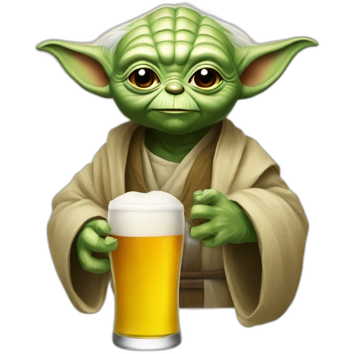 Yoda drink a beer emoji