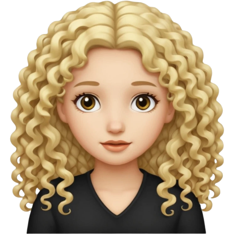 girl long black curly hair and blonde curly hair emoji