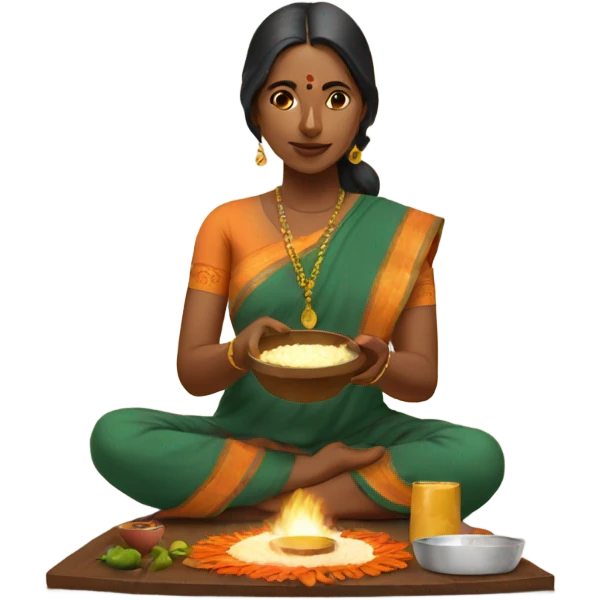Indian women doing house puja emoji