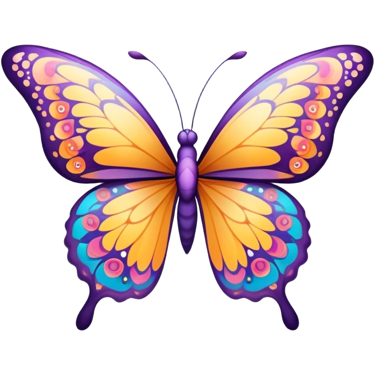 Cinematic Elegant Butterfly Portrait Emoji, Poised and ethereal, with delicate, intricately patterned wings in a kaleidoscope of soft, vibrant colors, a slender, graceful body, and gentle, observant eyes, Simplified yet exquisitely delicate features, highly detailed, glowing with a soft, radiant luminescence, high shine, intelligent and enchanting, stylized with an air of whimsical floral elegance, focused and poised, soft glowing outline, capturing the essence of a watchful butterfly that appears ready to flutter out of the screen with magical grace! emoji