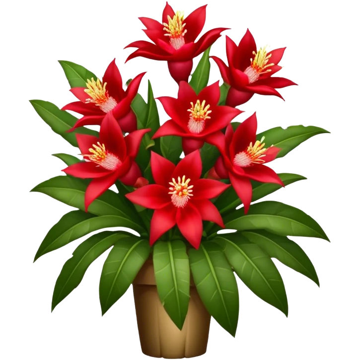 big bouquet Red Epiphyllum, luxuriant, stem, leaf emoji