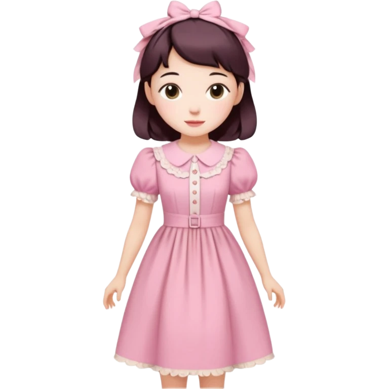 Cottagecore style ultra cute vintage material pink dress emoji