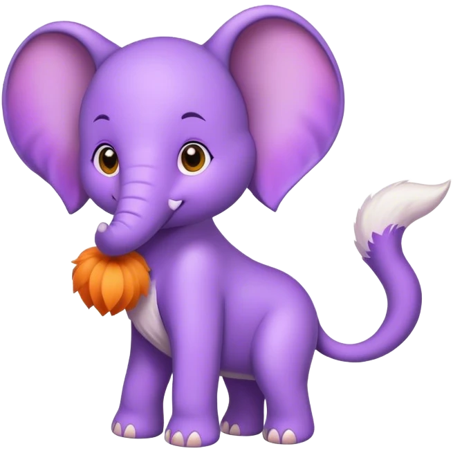 Purple elephant with a fox tail emoji
