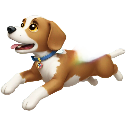 Flying dog shooting rainbows emoji