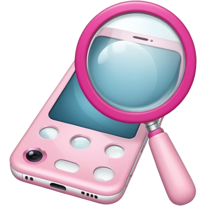 mix light pink dark pink and white girly phone internet with a magnifying glass emoji