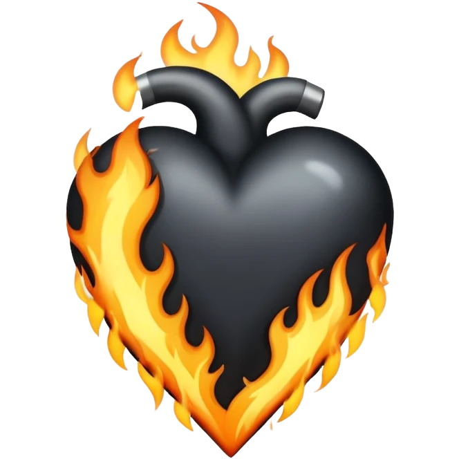Black heart with white flames emoji