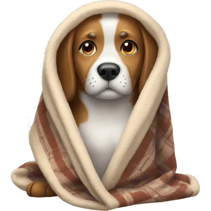 Dog with a cozy blanket  emoji