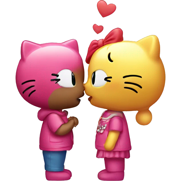 2 hello kitty kissing emoji